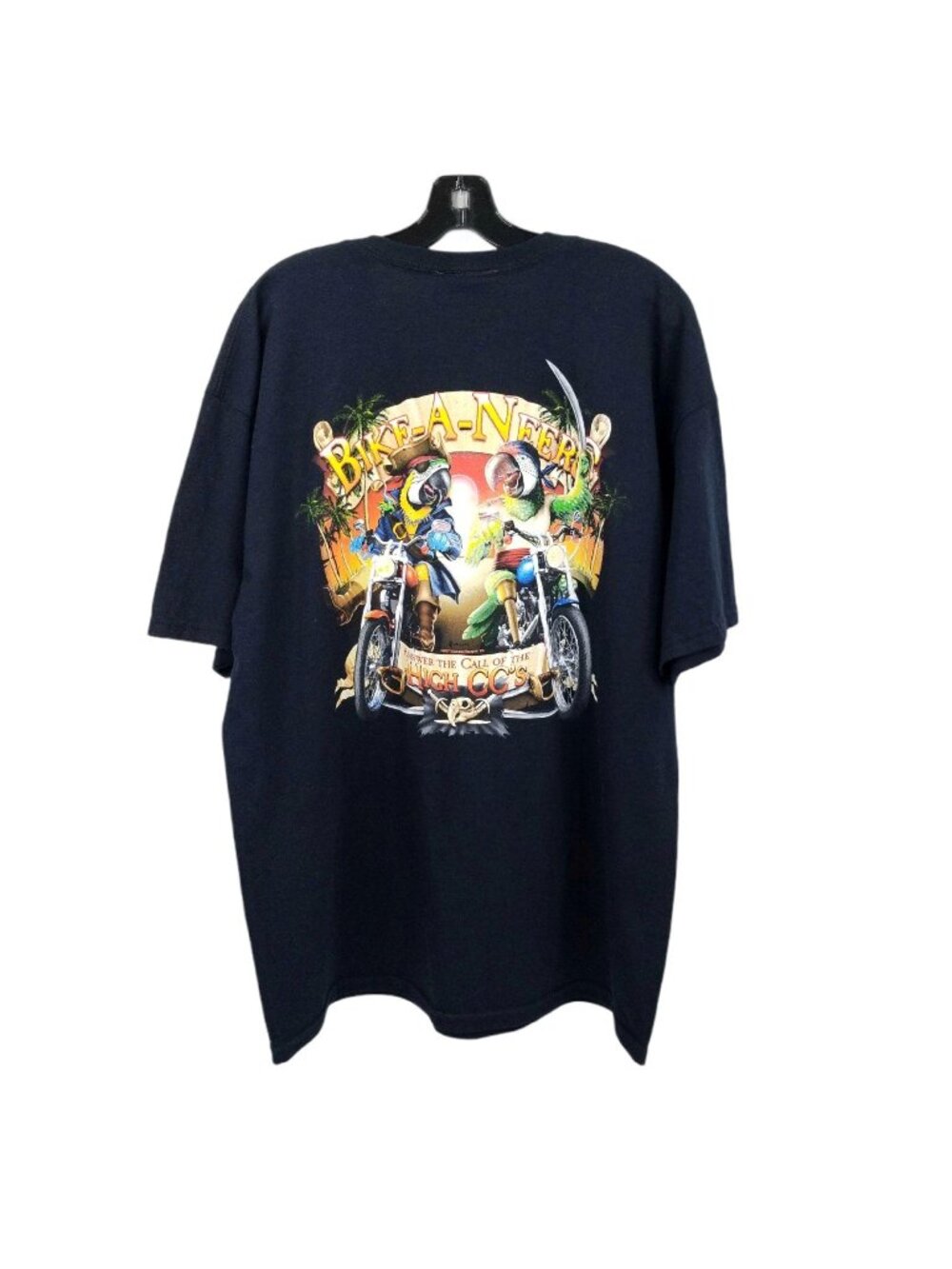 Bike-A-Neers Biker Pirate Parrots T-Shirt Mens XL Black Graphic Tee Motorcycle